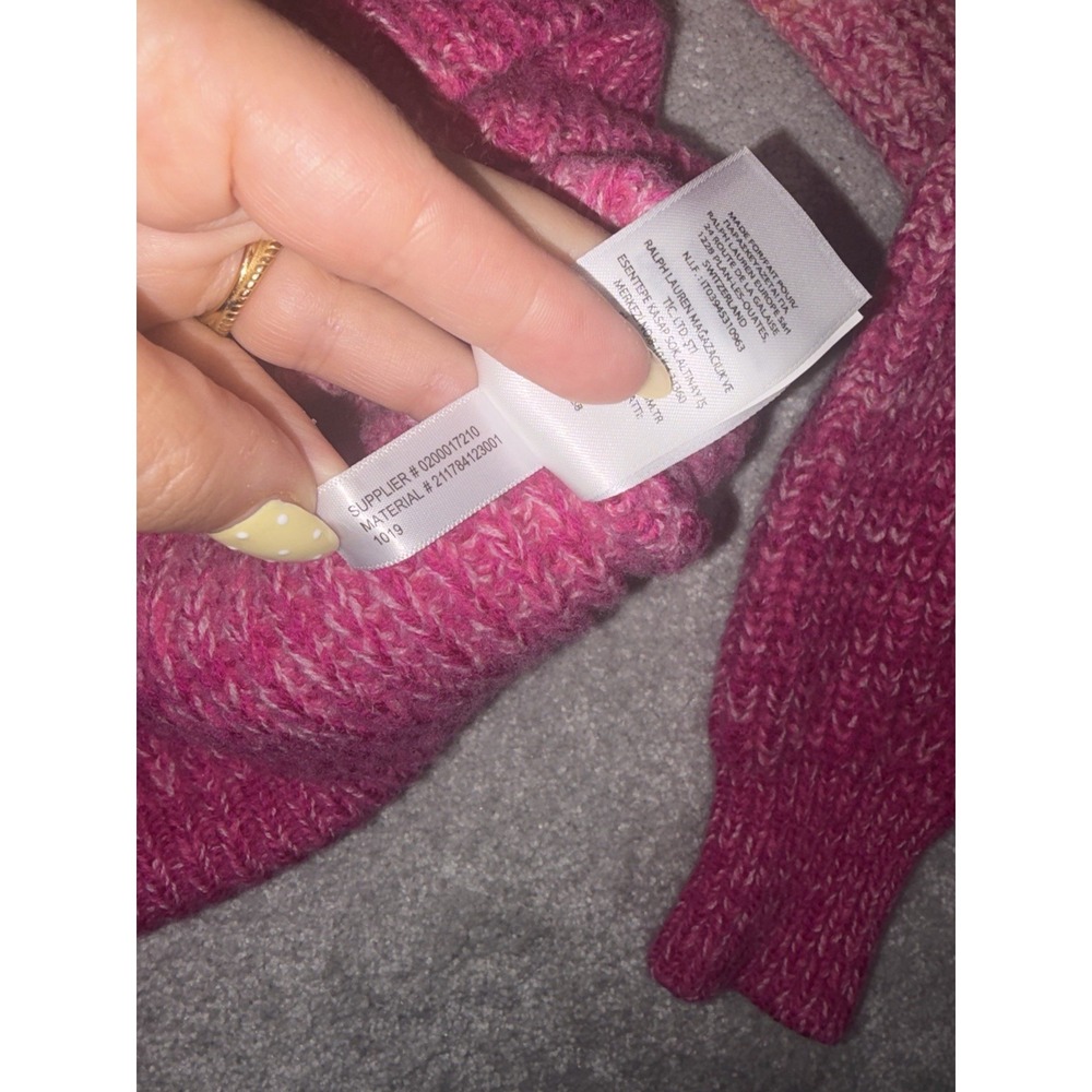 Polo Ralph Lauren Ombré Wool-Cashmere Blend Crewneck Sweater orange pink women M - Picture 7 of 10